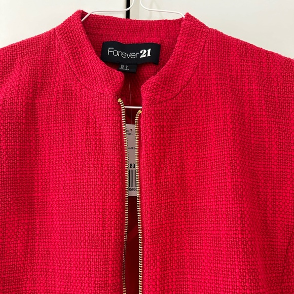 NWT Forever21 tweed red jacket - size L - Picture 2 of 8